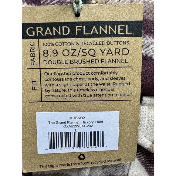 MUSKOX The Grand Flannel, Hickory Plaid Large - Picture 5 of 6